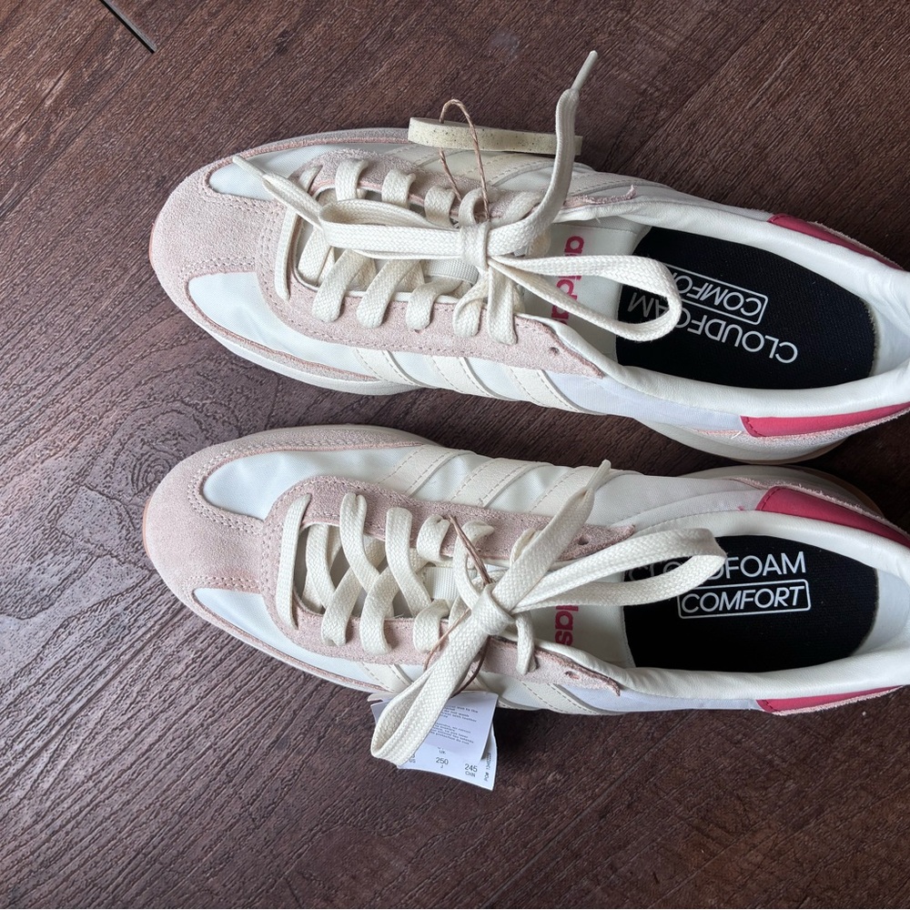 Adidas Women's Pink and White Sneakers